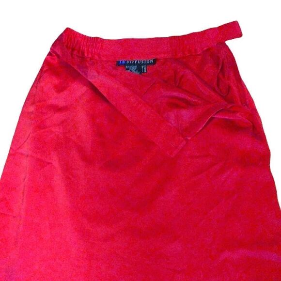 VTG 90s Bright Red Satin Fairycore Grunge Lined Maxi Slip Skirt Size 10 - Picture 3 of 12